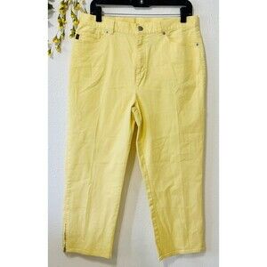 Lauren Ralph Lauren Women Size 12P Yellow Cropped High Rise Straight Jeans